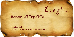 Boncz Árpád névjegykártya