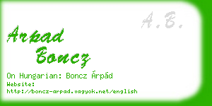 arpad boncz business card