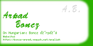 arpad boncz business card